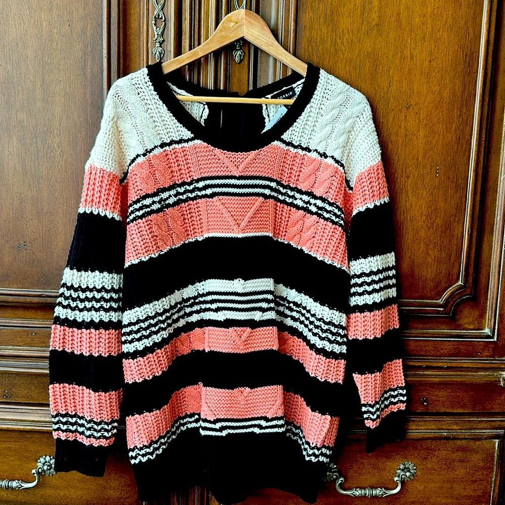 Torrid stripe cable pullover sweater NWT